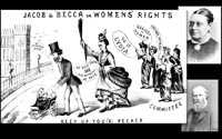 cartoon of Lydia Becker and MP Jacob Bright